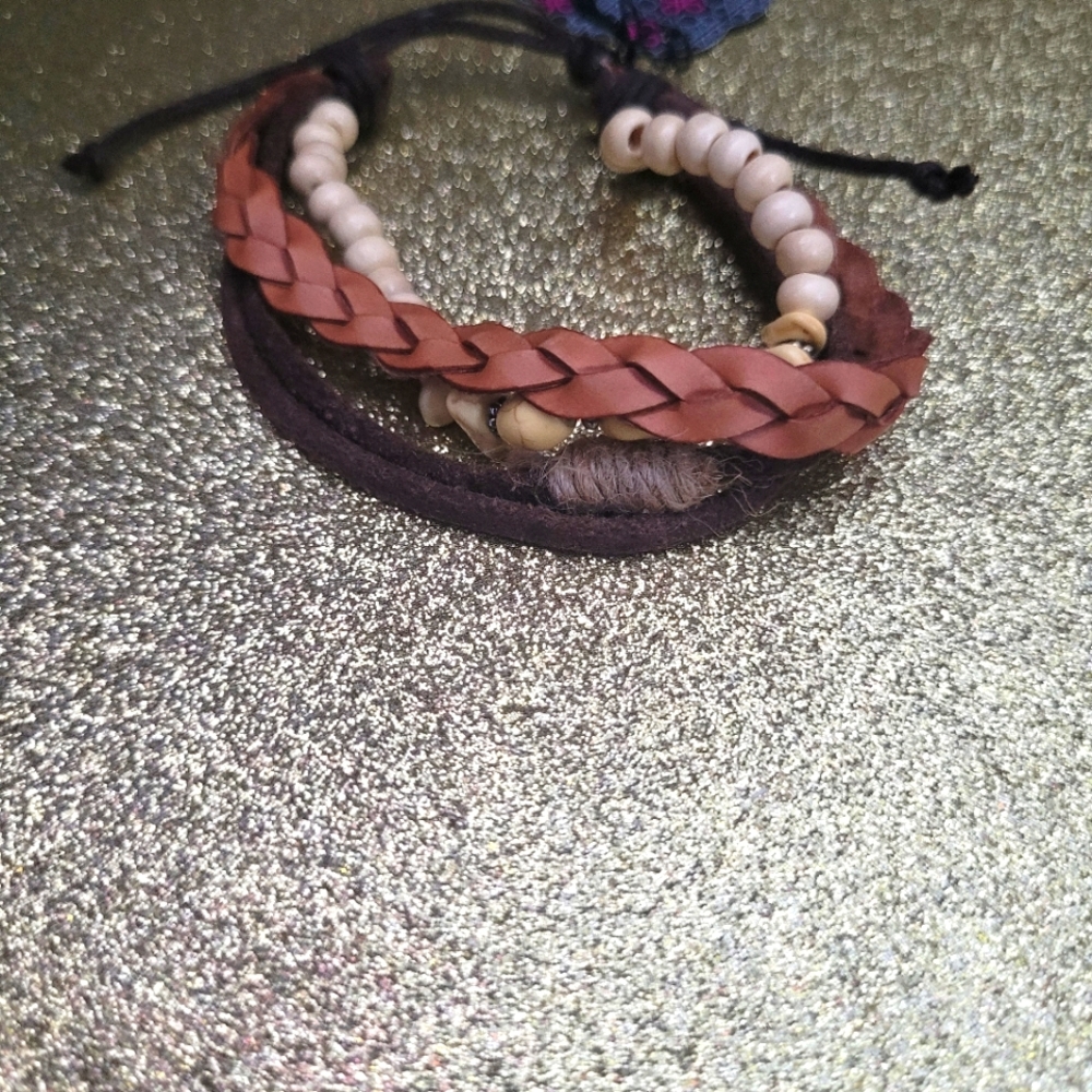 Brown drawcord bracelet